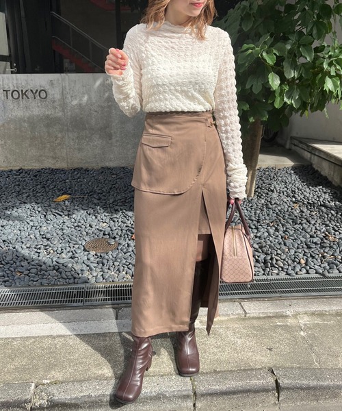 OLIVE des OLIVE（オリーブデオリーブ）の「２WAYラップスリットスカート（スカート・レディース・ブラウン/チャコールグレー/ブラック/ダークブラウン・FREE）」の15枚目の写真