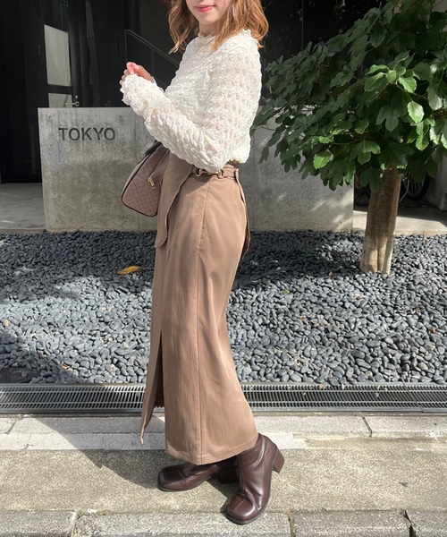 OLIVE des OLIVE（オリーブデオリーブ）の「２WAYラップスリットスカート（スカート・レディース・ブラウン/チャコールグレー/ブラック/ダークブラウン・FREE）」の16枚目の写真