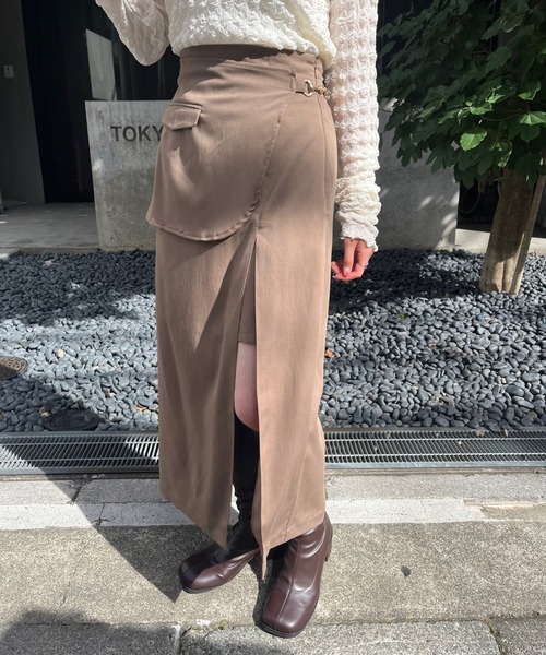 OLIVE des OLIVE（オリーブデオリーブ）の「２WAYラップスリットスカート（スカート・レディース・ブラウン/チャコールグレー/ブラック/ダークブラウン・FREE）」の18枚目の写真