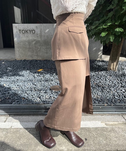 OLIVE des OLIVE（オリーブデオリーブ）の「２WAYラップスリットスカート（スカート・レディース・ブラウン/チャコールグレー/ブラック/ダークブラウン・FREE）」の19枚目の写真