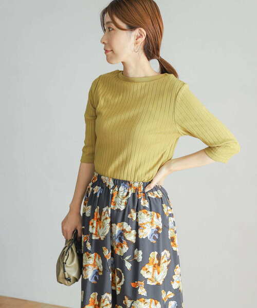 URBAN RESEARCH DOORS(アーバンリサーチドアーズ)の「針抜き6分袖カットソー(Tシャツ/カットソー・レディース・オレンジ/イエロー系その他/ライトベージュ/ネイビー・LARGE/MEDIUM)」の17枚目の写真