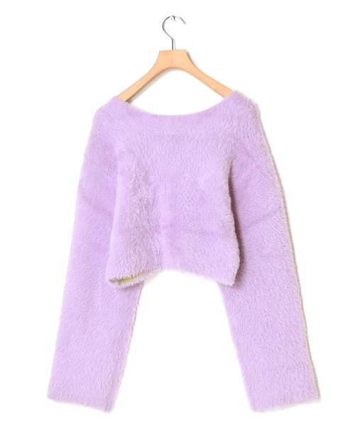 w closet(ダブルクローゼット)の「【2WAY】フェザーショートカーディガン(ニット/セーター・レディース・ベージュ/オフホワイト/ラベンダー・FREE)」の13枚目の写真