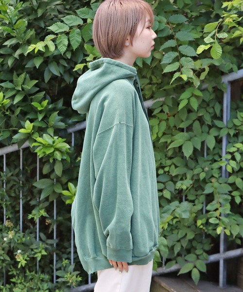 R JUBILEE(アールジュビリー)の「R JUBILEE/アール ジュビリー BACKOPEN SWEAT バックスリットパーカー フーディー(パーカー・レディース・グレー/チャコール/グリーン・FREE)」の4枚目の写真