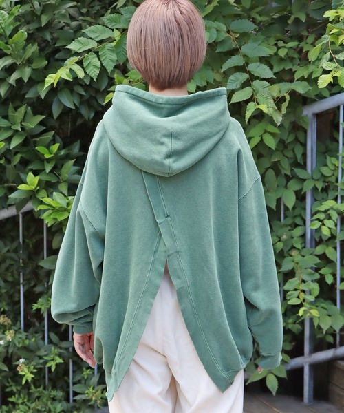 R JUBILEE(アールジュビリー)の「R JUBILEE/アール ジュビリー BACKOPEN SWEAT バックスリットパーカー フーディー(パーカー・レディース・グレー/チャコール/グリーン・FREE)」の5枚目の写真
