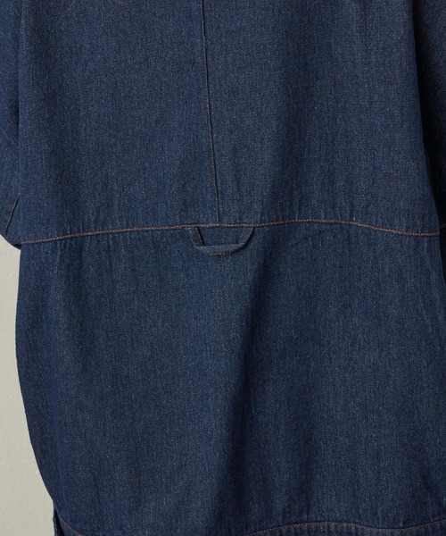 Libra Cue（リブラ キュー）の「“タックツイルコットンジャケット”　　　　　　　　　　　　　　　　　　　　　　　　　　　　　　　　　　　　　　　コットン100％、ワンピースやパンツなど様々なコーディネートに合わせられるオーバーサイズジャケット。（ノーカラージャケット・レディース・ネイビー/アイボリー・FREE）」の8枚目の写真