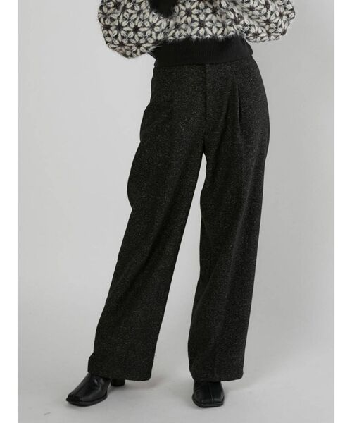 MURUA(ムルーア)の「ツイードタックパンツ(スラックス・レディース・ブラック/モカ・1/2)」の2枚目の写真