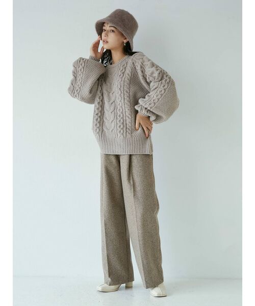 MURUA(ムルーア)の「ツイードタックパンツ(スラックス・レディース・ブラック/モカ・1/2)」の13枚目の写真