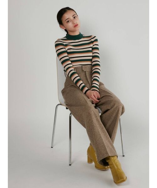 MURUA(ムルーア)の「ツイードタックパンツ(スラックス・レディース・ブラック/モカ・1/2)」の3枚目の写真