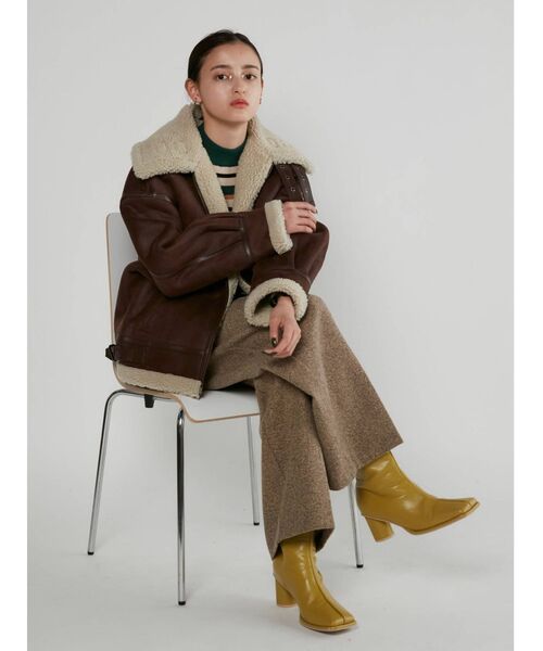 MURUA(ムルーア)の「ツイードタックパンツ(スラックス・レディース・ブラック/モカ・1/2)」の6枚目の写真