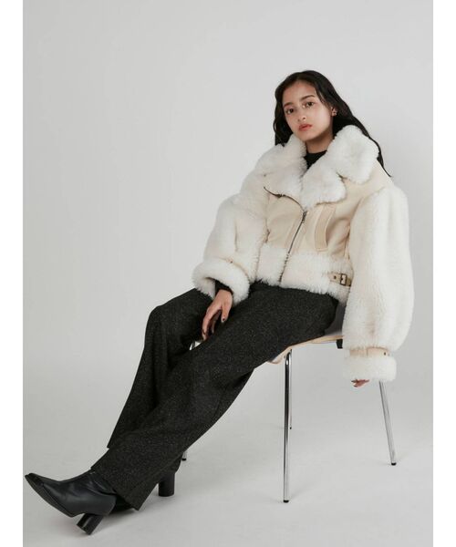 MURUA(ムルーア)の「ツイードタックパンツ(スラックス・レディース・ブラック/モカ・1/2)」の12枚目の写真