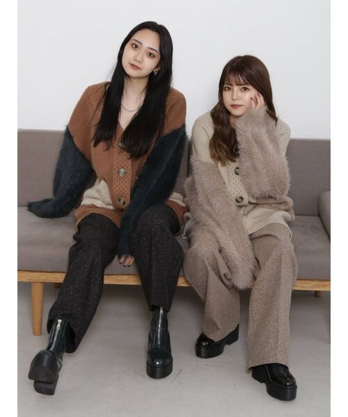 MURUA(ムルーア)の「ツイードタックパンツ(スラックス・レディース・ブラック/モカ・1/2)」の11枚目の写真