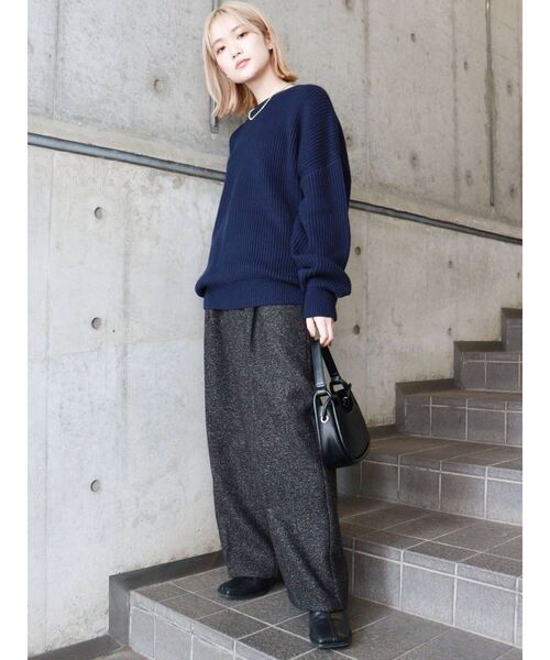 MURUA(ムルーア)の「ツイードタックパンツ(スラックス・レディース・ブラック/モカ・1/2)」の7枚目の写真