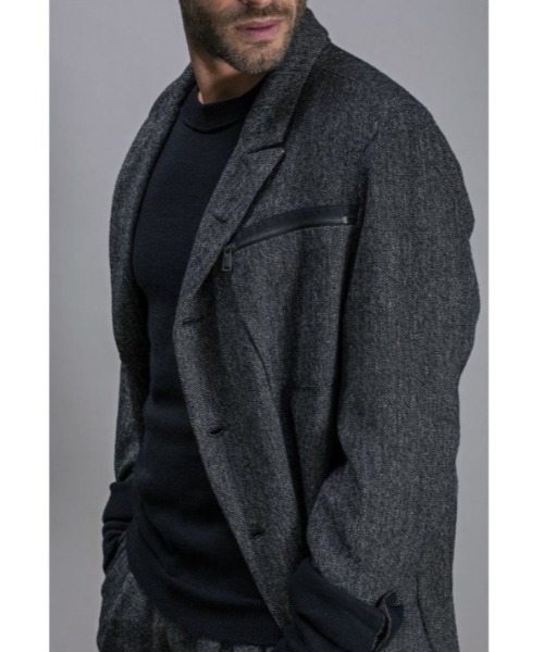 TRANSIT（トランジット）の「TRANSIT/トランジット/ヘリンボーンジャケット（テーラードジャケット・メンズ・グレー・L/M）」の6枚目の写真