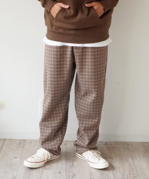 GGD（ジージーディー）の「【GGD】 チェック ワイド テーパードパンツ（その他パンツ・メンズ・ブラウン系その他2/ブラック系その他/グレー系その他/ブラウン系その他・FREE）」の2枚目の写真