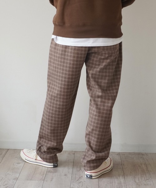 GGD（ジージーディー）の「【GGD】 チェック ワイド テーパードパンツ（その他パンツ・メンズ・ブラウン系その他2/ブラック系その他/グレー系その他/ブラウン系その他・FREE）」の8枚目の写真