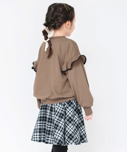 BRANSHES（ブランシェス）の「無地/ドット柄袖フリル長袖トレーナー（スウェット・キッズ・アイボリー/ブラウン/ピンク・100/110/120/90/140/150/130）」の11枚目の写真