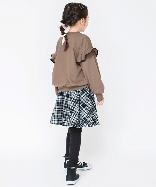 BRANSHES（ブランシェス）の「無地/ドット柄袖フリル長袖トレーナー（スウェット・キッズ・アイボリー/ブラウン/ピンク・100/110/120/90/140/150/130）」の10枚目の写真