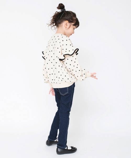 BRANSHES（ブランシェス）の「無地/ドット柄袖フリル長袖トレーナー（スウェット・キッズ・アイボリー/ブラウン/ピンク・100/110/120/90/140/150/130）」の6枚目の写真