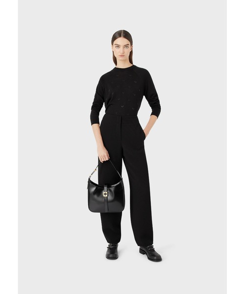 EMPORIO ARMANI（エンポリオアルマーニ）の「【エンポリオ アルマーニ】セーター ウール混紡 同系色ラインストーンロゴ（ニット/セーター・レディース・ネイビー/ブラック系その他/ブラック・SMALL/X-SMALL/MEDIUM）」の11枚目の写真