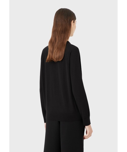 EMPORIO ARMANI（エンポリオアルマーニ）の「【エンポリオ アルマーニ】セーター ウール混紡 同系色ラインストーンロゴ（ニット/セーター・レディース・ネイビー/ブラック系その他/ブラック・SMALL/X-SMALL/MEDIUM）」の9枚目の写真