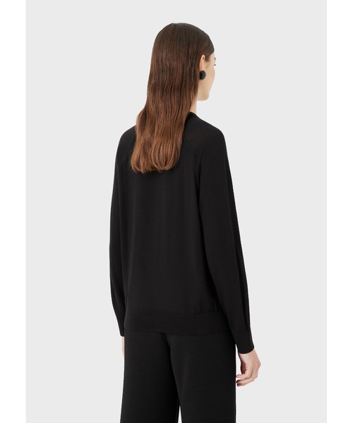 EMPORIO ARMANI（エンポリオアルマーニ）の「【エンポリオ アルマーニ】セーター ウール混紡 同系色ラインストーンロゴ（ニット/セーター・レディース・ネイビー/ブラック系その他/ブラック・SMALL/X-SMALL/MEDIUM）」の14枚目の写真