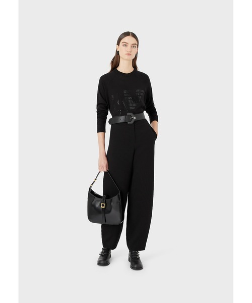 EMPORIO ARMANI（エンポリオアルマーニ）の「【エンポリオ アルマーニ】セーター ウール混紡 同系色ラインストーンロゴ（ニット/セーター・レディース・ネイビー/ブラック系その他/ブラック・SMALL/X-SMALL/MEDIUM）」の16枚目の写真