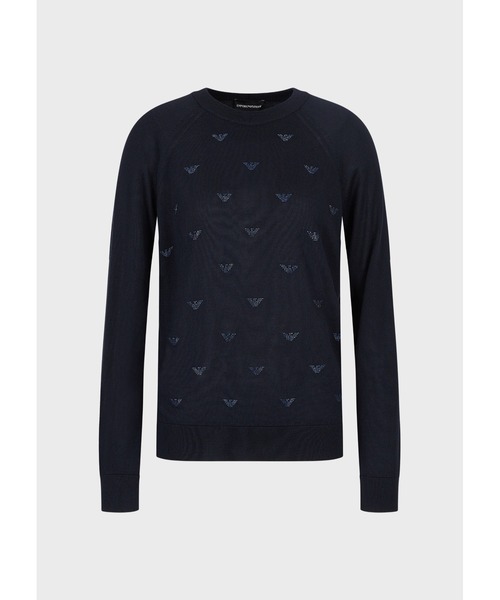 EMPORIO ARMANI（エンポリオアルマーニ）の「【エンポリオ アルマーニ】セーター ウール混紡 同系色ラインストーンロゴ（ニット/セーター・レディース・ネイビー/ブラック系その他/ブラック・SMALL/X-SMALL/MEDIUM）」の21枚目の写真