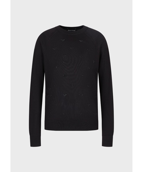 EMPORIO ARMANI（エンポリオアルマーニ）の「【エンポリオ アルマーニ】セーター ウール混紡 同系色ラインストーンロゴ（ニット/セーター・レディース・ネイビー/ブラック系その他/ブラック・SMALL/X-SMALL/MEDIUM）」の17枚目の写真