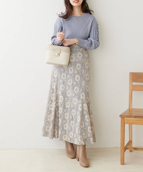 natural couture(ナチュラルクチュール)の「パールスリーブお上品ニット(ニット/セーター・レディース・モカ/オレンジ/ブラック/サックスブルー/アイボリー・FREE)」の19枚目の写真