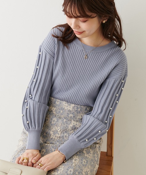 natural couture(ナチュラルクチュール)の「パールスリーブお上品ニット(ニット/セーター・レディース・モカ/オレンジ/ブラック/サックスブルー/アイボリー・FREE)」の17枚目の写真