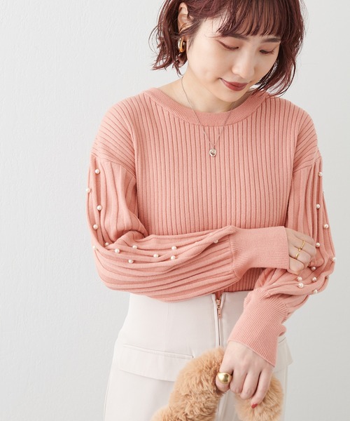 natural couture(ナチュラルクチュール)の「パールスリーブお上品ニット(ニット/セーター・レディース・モカ/オレンジ/ブラック/サックスブルー/アイボリー・FREE)」の22枚目の写真