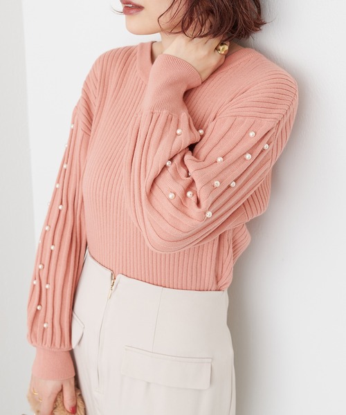 natural couture(ナチュラルクチュール)の「パールスリーブお上品ニット(ニット/セーター・レディース・モカ/オレンジ/ブラック/サックスブルー/アイボリー・FREE)」の21枚目の写真