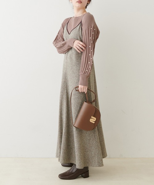natural couture(ナチュラルクチュール)の「パールスリーブお上品ニット(ニット/セーター・レディース・モカ/オレンジ/ブラック/サックスブルー/アイボリー・FREE)」の15枚目の写真