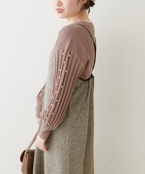 natural couture(ナチュラルクチュール)の「パールスリーブお上品ニット(ニット/セーター・レディース・モカ/オレンジ/ブラック/サックスブルー/アイボリー・FREE)」の14枚目の写真