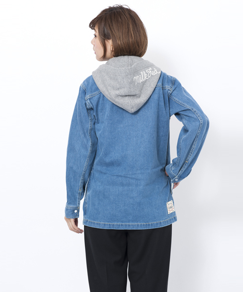 MILKFED.(ミルクフェド)の「BIG SHIRT JACKET(ブルゾン・レディース・カモフラージュ/インディゴブルー・SMALL/MEDIUM)」の6枚目の写真