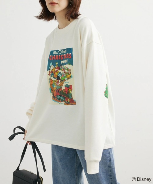 Green　Parks（グリーンパークス）の「Disney/袖ツリー裏毛プルオーバー（スウェット・レディース・アイボリー/ピンク・FREE）」の2枚目の写真