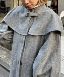 CIAOPANIC | 【SETアイテム】ケープ付きニットメルトンミドルコート(ノーカラーコート)