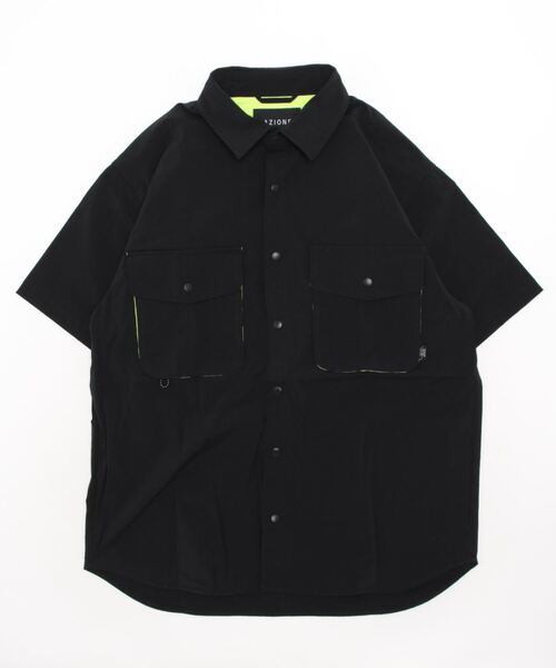 AZIONE(アジオネ)の「AZIONE/アジオネ/ナイロンシャツ(シャツ/ブラウス・メンズ・グリーン/ブラック・M)」の2枚目の写真