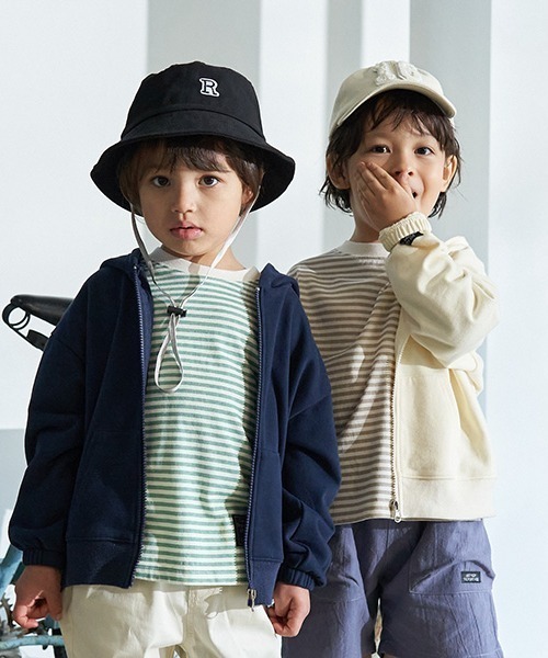 b・ROOM(ビールーム)の「ドロップシンプルジップパーカ(Tシャツ/カットソー・キッズ・アイボリー/ブルーグレー/グリーン/ネイビー/マスタード・100cm/110cm/120cm/130cm/140cm/150cm)」の16枚目の写真