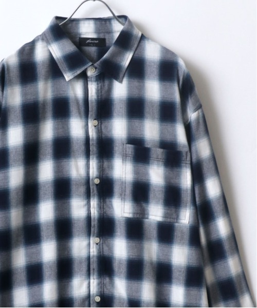 MARUKAWA(マルカワ)の「オンブレチェック レギュラーカラー ネルシャツ(シャツ/ブラウス・メンズ・ネイビー/グリーン/ブラック/ブルー/オレンジ/レッド/ブラック系その他/ブラウン/ブルー系その他・M/LL/L)」の6枚目の写真