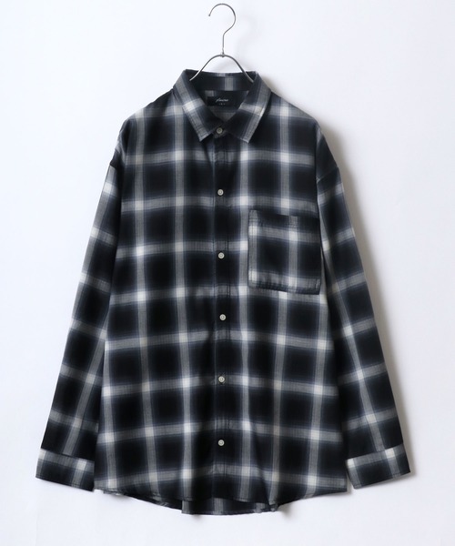セール】2024AW オンブレチェック レギュラーカラー ネルシャツ