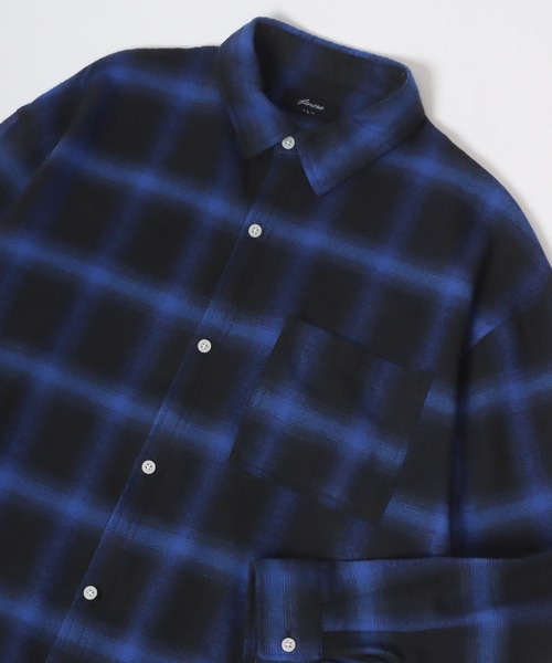 セール】2024AW オンブレチェック レギュラーカラー ネルシャツ