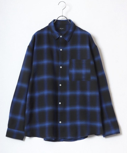 セール】2024AW オンブレチェック レギュラーカラー ネルシャツ