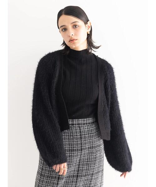 koe（コエ）の「【&g'aime】シャギーニットカーディガン（カーディガン/ボレロ・レディース・ライトグリーン/ブラック・FREE）」の3枚目の写真