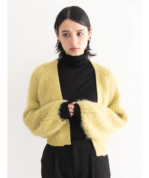 koe（コエ）の「【&g'aime】シャギーニットカーディガン（カーディガン/ボレロ・レディース・ライトグリーン/ブラック・FREE）」の4枚目の写真