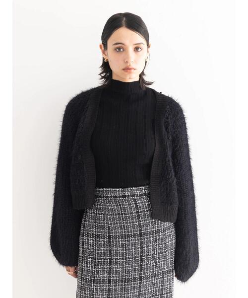 koe（コエ）の「【&g'aime】シャギーニットカーディガン（カーディガン/ボレロ・レディース・ライトグリーン/ブラック・FREE）」の10枚目の写真