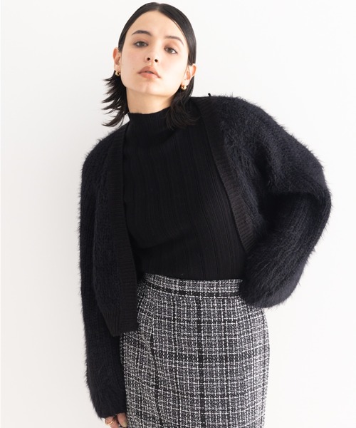 koe（コエ）の「【&g'aime】シャギーニットカーディガン（カーディガン/ボレロ・レディース・ライトグリーン/ブラック・FREE）」の2枚目の写真