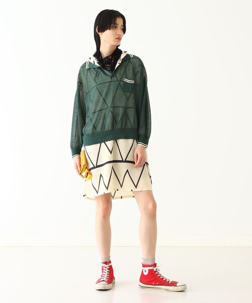 BEAMS BOY（ビームスボーイ）の「maturely / Sheer Knit Polo Shirt（ポロシャツ・レディース・グリーン/ベージュ・ONE SIZE）」の8枚目の写真