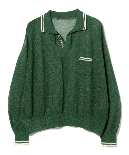BEAMS BOY（ビームスボーイ）の「maturely / Sheer Knit Polo Shirt（ポロシャツ・レディース・グリーン/ベージュ・ONE SIZE）」の13枚目の写真