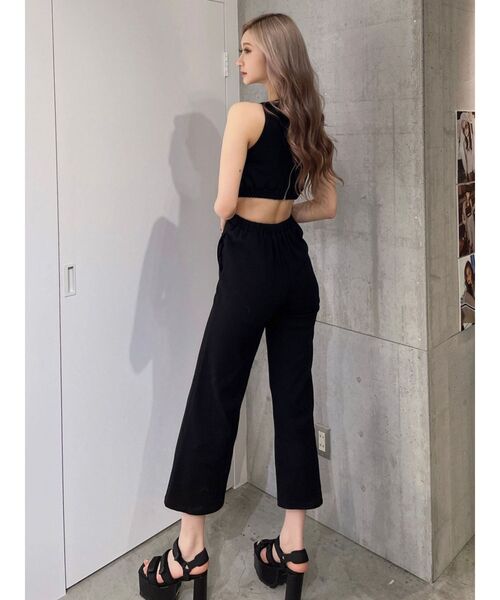 GYDA（ジェイダ）の「バックZIPテレコロンパース（つなぎ/オールインワン・レディース・ライトグレー/ブラック/ピンク/グリーン・FREE）」の2枚目の写真